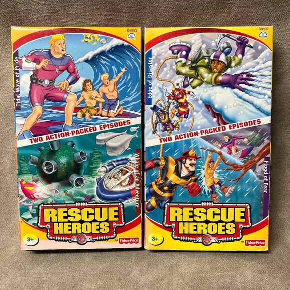 Lot of 2 Rescue Heroes VHS Movies. Fisher Price 90's, - Picture 1 of 4